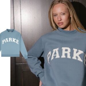 Parke Varsity Mockneck Sweatshirt Glacier + White Size Small